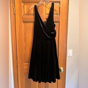Torrid black velvety sleeveless mid length dress